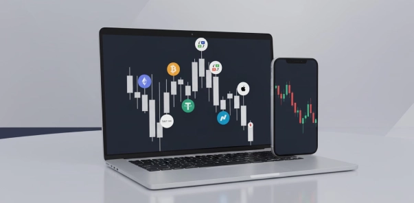 Tradeel trading dashboard displayed on laptop with real-time market analytics