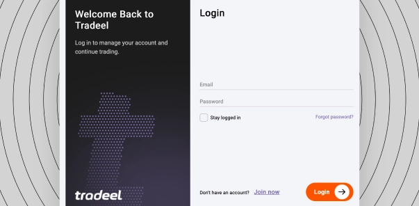 Tradeel user login interface for secure access to the trading platform